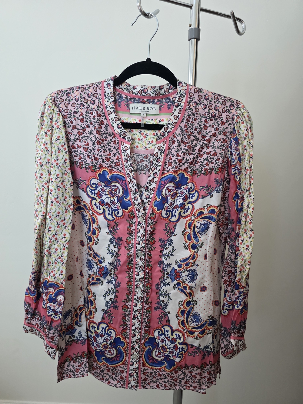 Hale Bob Pink Multicolor Printed Boho Blouse